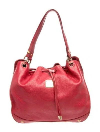 Pre-owned Mcm Leather Bucket Bag In Red