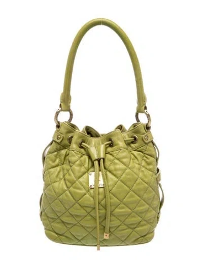 Pre-owned Mcm Leather Bucket Bag Vintage In Green