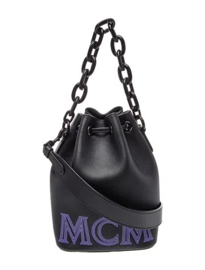 Pre-owned Mcm Leather Bucket Bag W/ Tags In Black