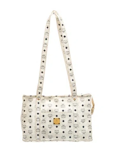 Pre-owned Mcm Leather Bucket Bag In White