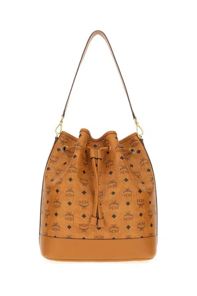 Mcm Leather Bucket Shouolder Bag In Orange
