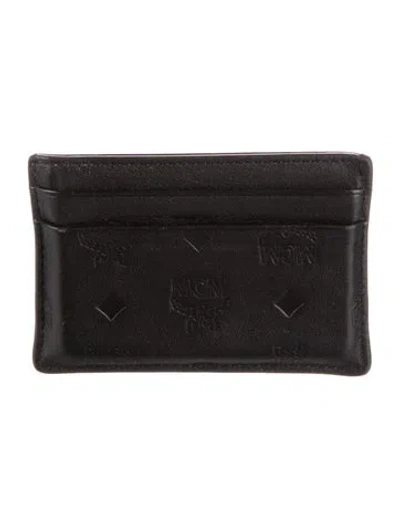 Pre-owned Mcm Leather Card Holder In Black