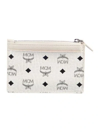 Pre-owned Mcm Leather Card Holder In White