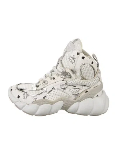 Pre-owned Mcm Leather Chunky Sneakers In White