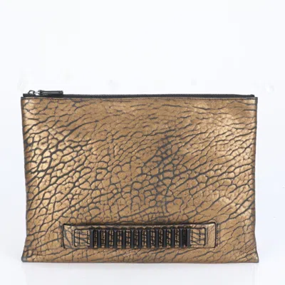 Pre-owned Mcm Leather Clutch Bag Pouch () In Gold