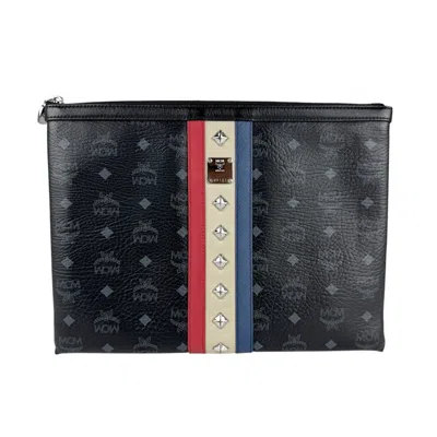 Pre-owned Mcm Leather Clutch Bag () In Black