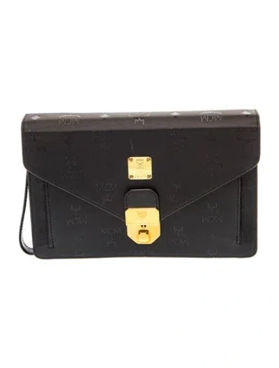 Pre-owned Mcm Leather Clutch In Black