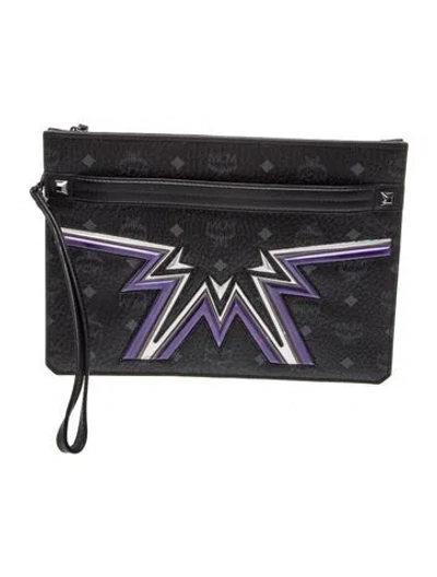 Pre-owned Mcm Leather Clutch In Black