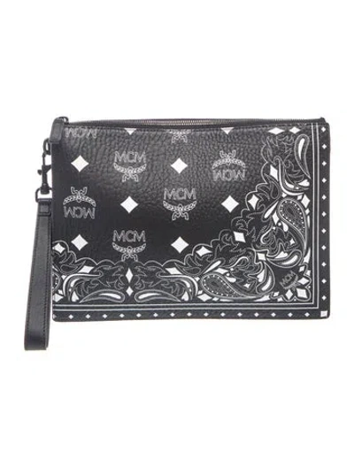 Pre-owned Mcm Leather Clutch In Black