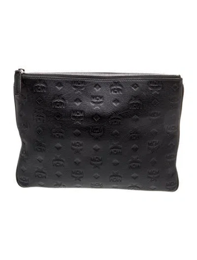 Pre-owned Mcm Leather Clutch In Black
