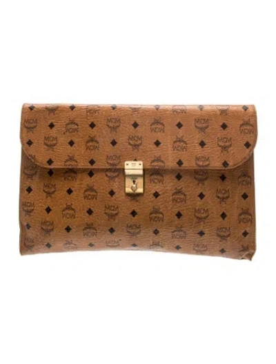 Pre-owned Mcm Leather Clutch In Brown