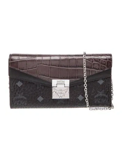 Pre-owned Mcm Leather Clutch In Gray