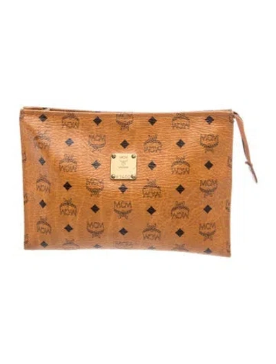 Pre-owned Mcm Leather Clutch In Neutral