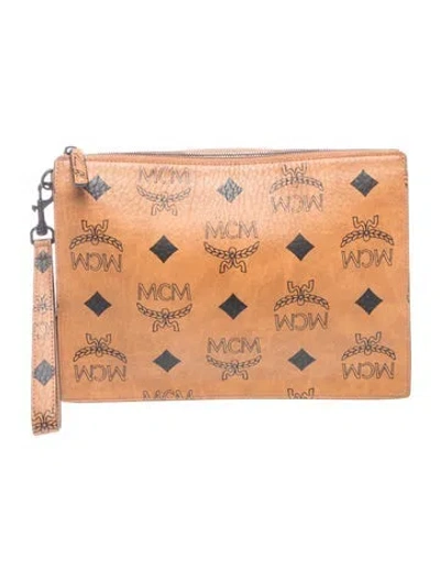 Pre-owned Mcm Leather Clutch In Neutral