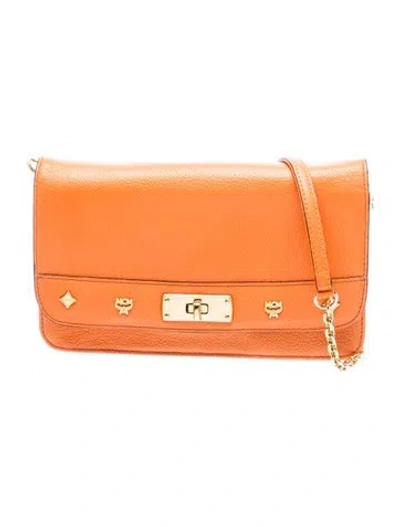 Pre-owned Mcm Leather Clutch In Orange