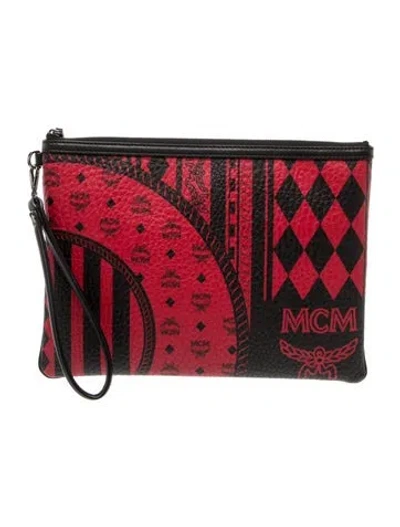 Pre-owned Mcm Leather Clutch In Red