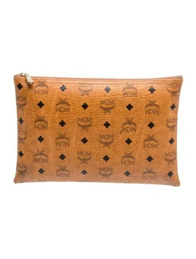 Pre-owned Mcm Leather Clutch Vintage In Neutral