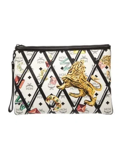 Pre-owned Mcm Leather Clutch In White