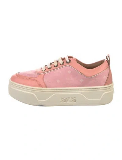 Pre-owned Mcm Leather Colorblock Pattern Sneakers In Pink