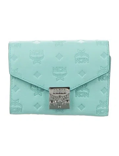Pre-owned Mcm Leather Compact Wallet In Blue