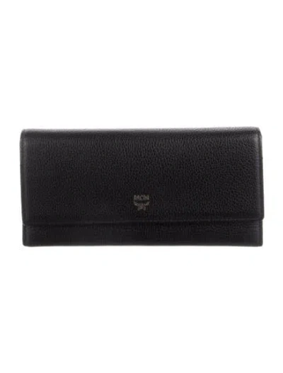 Pre-owned Mcm Leather Continental Wallet In Black