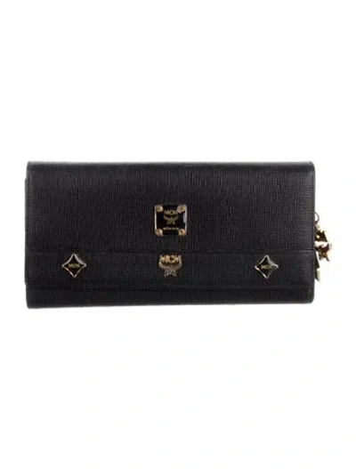 Pre-owned Mcm Leather Continental Wallet In Black