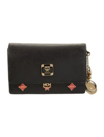 Pre-owned Mcm Leather Continental Wallet In Black