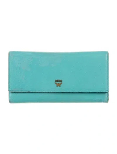 Pre-owned Mcm Leather Continental Wallet In Blue