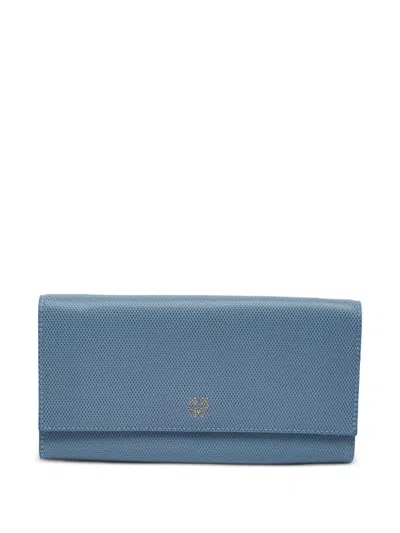 Pre-owned Mcm Leather Continental Wallet In Blue