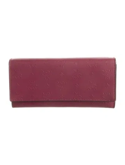 Pre-owned Mcm Leather Continental Wallet In Burgundy