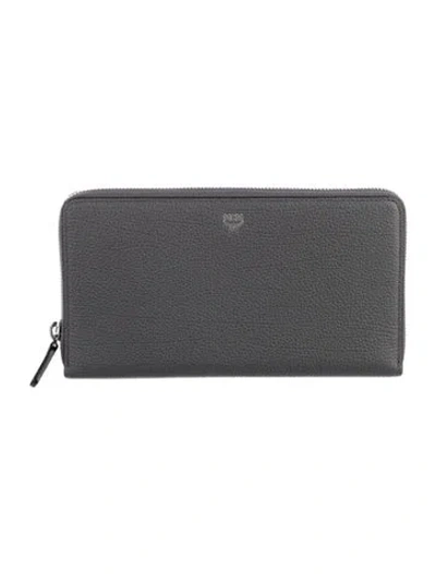 Pre-owned Mcm Leather Continental Wallet In Gray