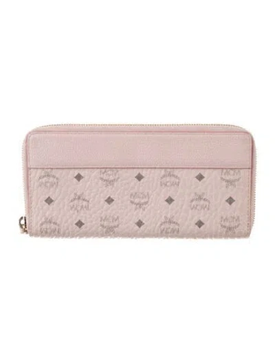 Pre-owned Mcm Leather Continental Wallet In Pink