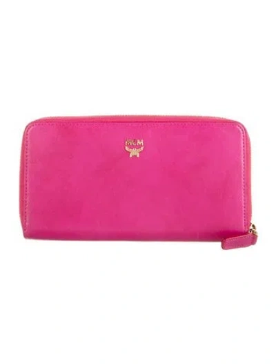 Pre-owned Mcm Leather Continental Wallet In Pink