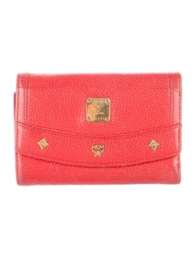 Pre-owned Mcm Leather Continental Wallet In Red