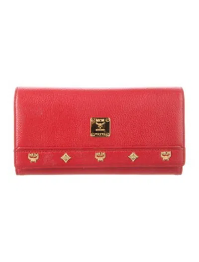 Pre-owned Mcm Leather Continental Wallet In Red