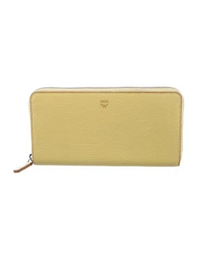 Pre-owned Mcm Leather Continental Wallet In Yellow