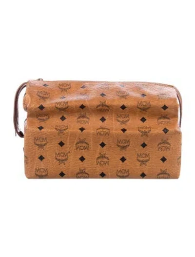 Pre-owned Mcm Leather Cosmetic Bag In Brown