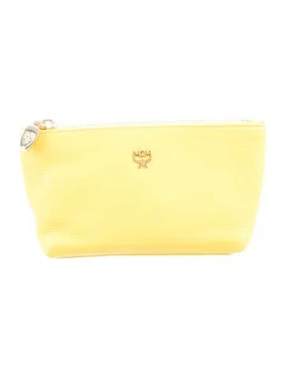 Pre-owned Mcm Leather Cosmetic Bag In Yellow