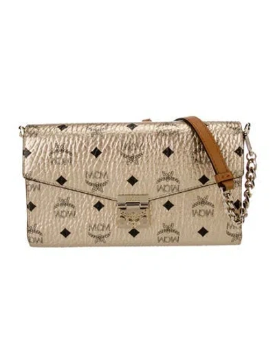 Pre-owned Mcm Leather Crossbody Bag In Gold