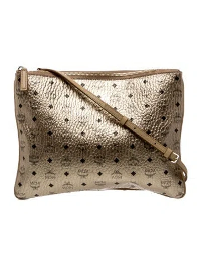 Pre-owned Mcm Leather Crossbody Bag In Gold