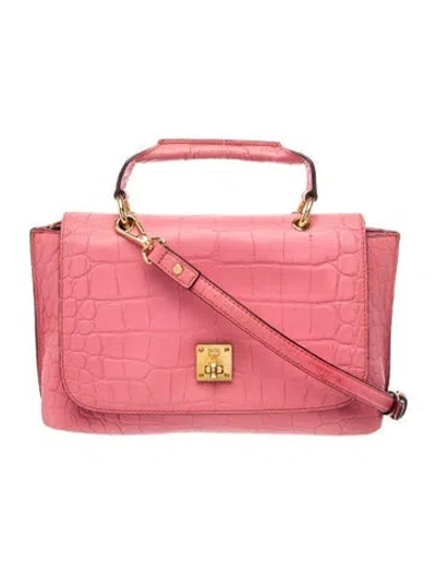 Pre-owned Mcm Leather Crossbody Bag In Pink