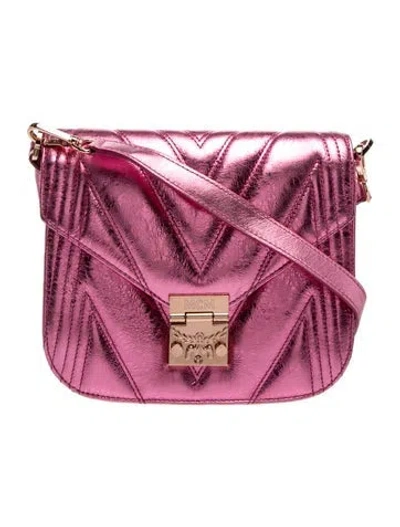 Pre-owned Mcm Leather Crossbody Bag In Pink