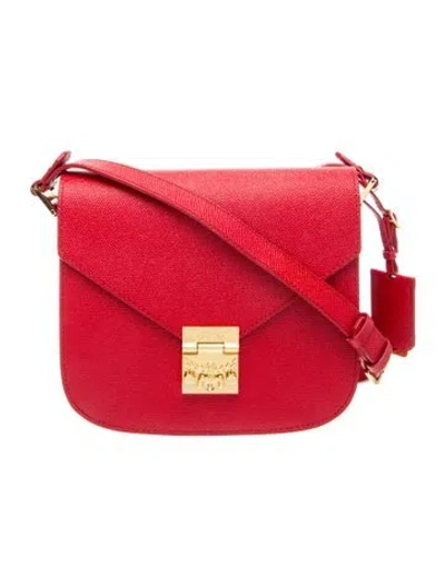 Pre-owned Mcm Leather Crossbody Bag In Red