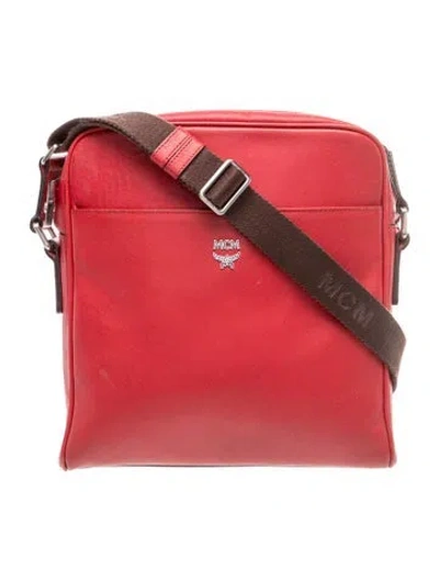 Pre-owned Mcm Leather Crossbody Bag In Red