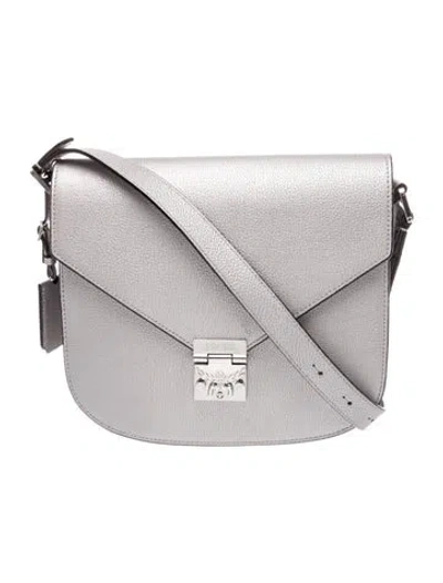 Pre-owned Mcm Leather Crossbody Bag In Silver