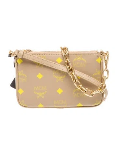 Pre-owned Mcm Leather Crossbody Bag W/ Tags In Neutral