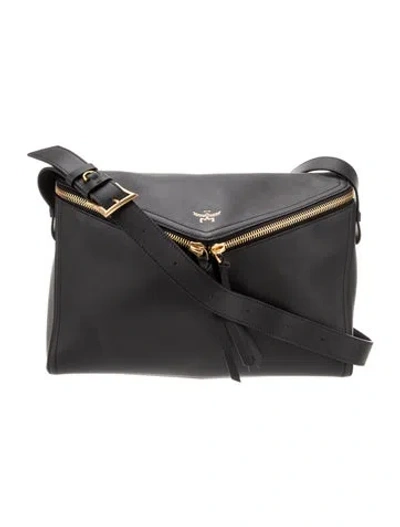 Pre-owned Mcm Leather Diamant 3d Medium In Black