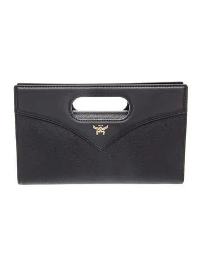 Pre-owned Mcm Leather Diamond Tote Bag Small In Black