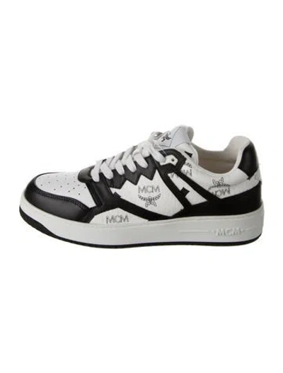 Pre-owned Mcm Leather Graphic Print Athletic Sneakers In Black