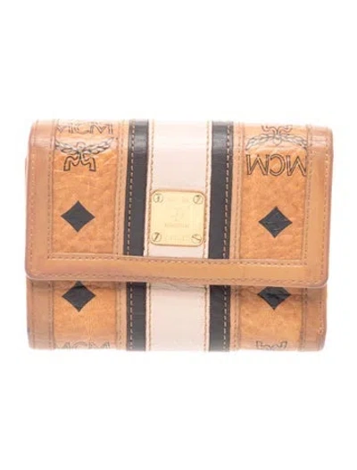 Pre-owned Mcm Leather Graphic Print Bifold Wallet In Brown